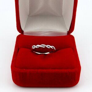 Diamond Accent Infinity Twist Ring Sterling Silver Size 4 Genuine Natural Real